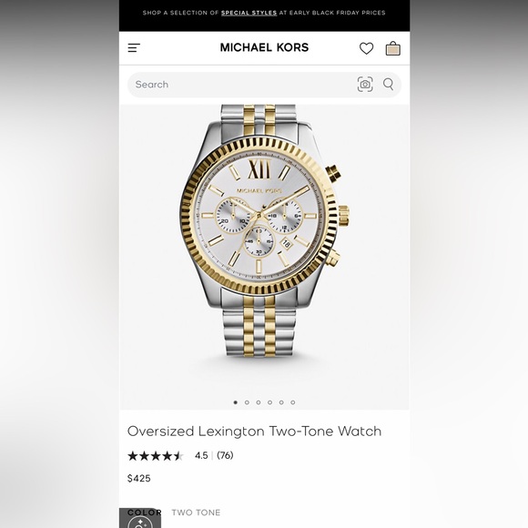 MK Oversized Lexington Two-Tone Watch - Picture 9 of 9